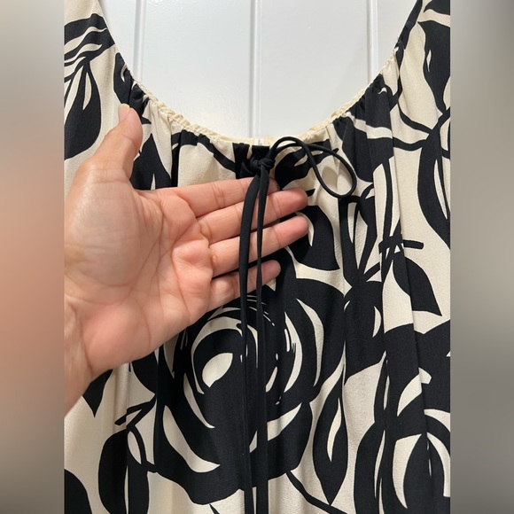 YTK 100% Silk Black Flower Printed Midi Dress Size 6. - Picture 6 of 12